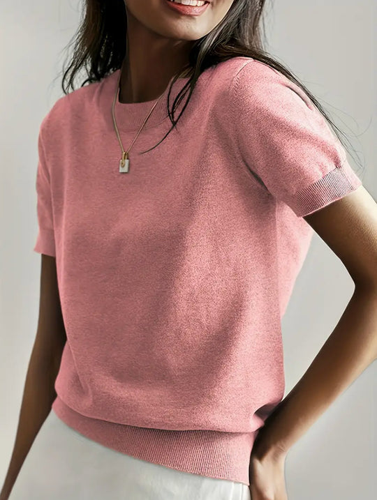 Damen Feinstrickpullover mit Kurzarmiger Silhouette und Weich Fließendem Material R&B