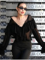 Damen Bluse mit Volants R&B
