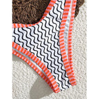 Damen Bandeau-Bikini mit Wellenmuster und verstellbaren Trägern R&B