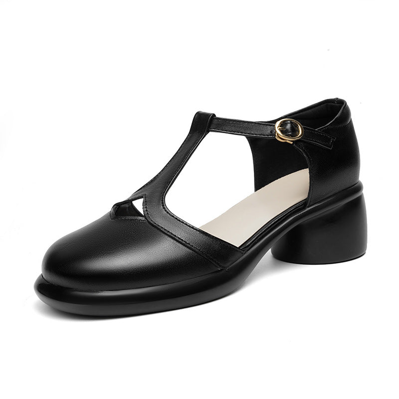 Damen Ballerinas mit verstellbarem Riemen und komfortablem Blockabsatz R&B