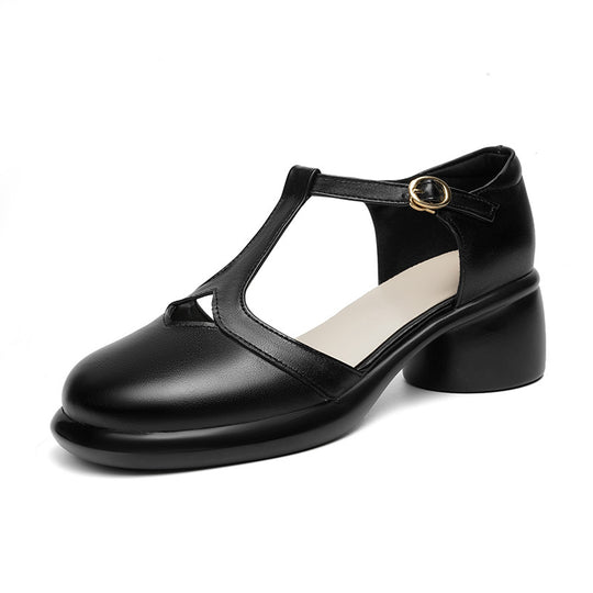 Damen Ballerinas mit verstellbarem Riemen und komfortablem Blockabsatz R&B
