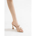 Damen Mules mit elegantem Schleifendetail und hohem Absatz R&B