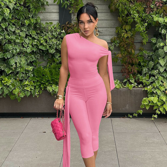 Damen Einseitiger Jumpsuit mit exklusiven Drapierungen R&B