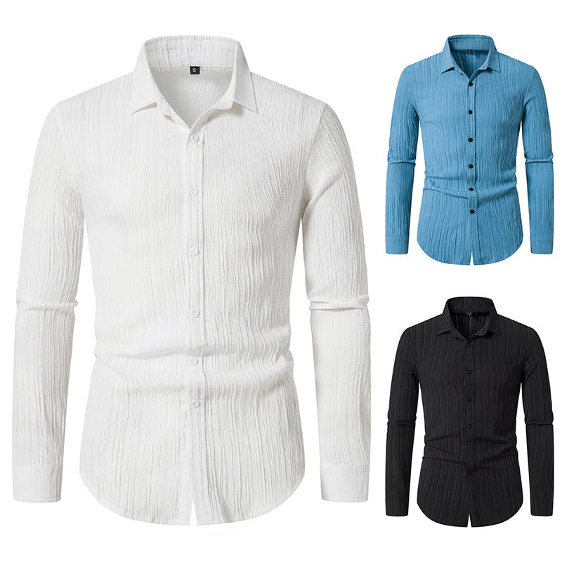 Herren Langarmhemd mit strukturiertem Design und moderner Passform