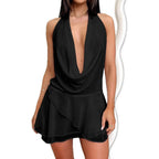 Damen Minikleid mit raffiniertem Wickelausschnitt und elegantem Drapierungsdesign R&B