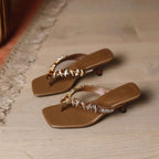 Damen elegante Riemchen-Sandaletten mit verzierten Glitzerdetails