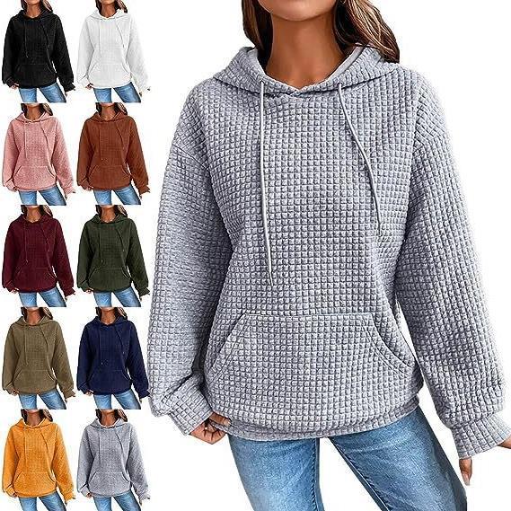 Damen lässiger Hoodie mit strukturierter Oberfläche und praktischer Kängurutasche R&B