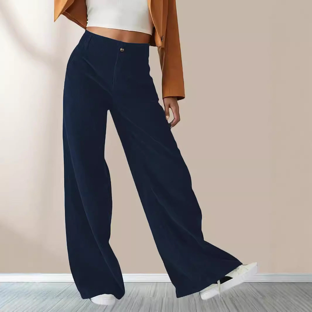 Damen Weit geschnittene Stoffhose mit hohem Bund und praktischen Taschen R&B