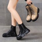 Damen Schnürstiefel mit robustem Profil und modischer Schnürung R&B