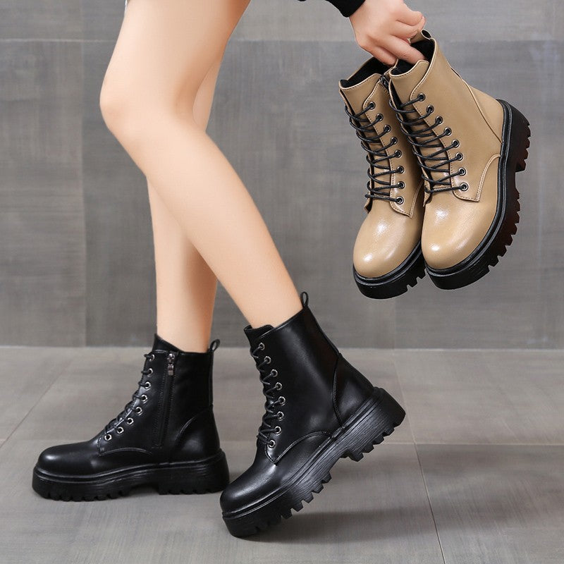 Damen Schnürstiefel mit robustem Profil und modischer Schnürung R&B