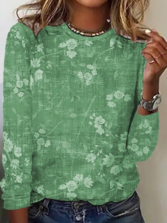 Damen Langarmshirt mit floralem Druck und weichem Stoff R&B