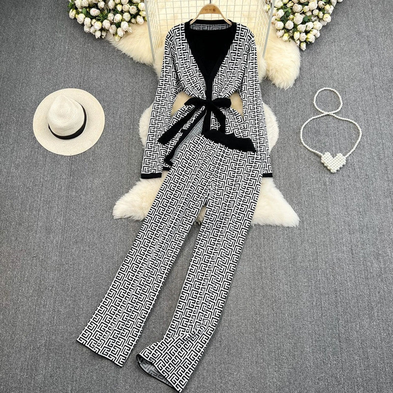 Damen modisches Loungewear-Ensemble mit grafischem Muster und lässigem Schnitt R&B
