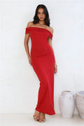 Damen Elegantes Maxikleid mit Off-Shoulder Schnitt und figurbetonter Passform R&B