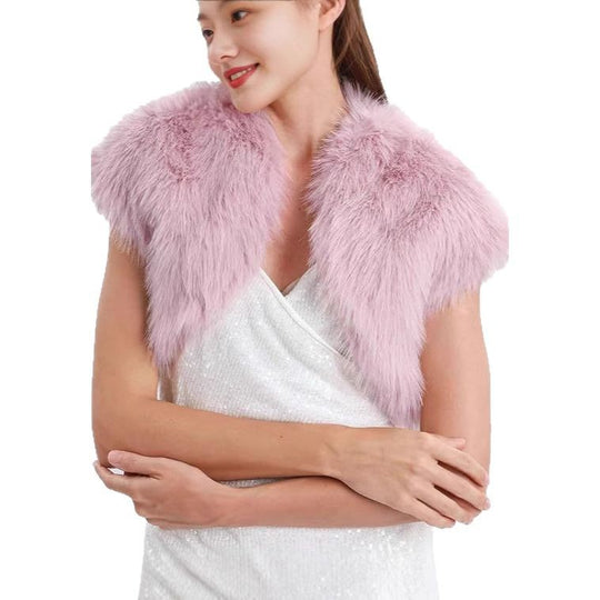 Damen Flauschige Kunstpelzweste im offenen Design R&B