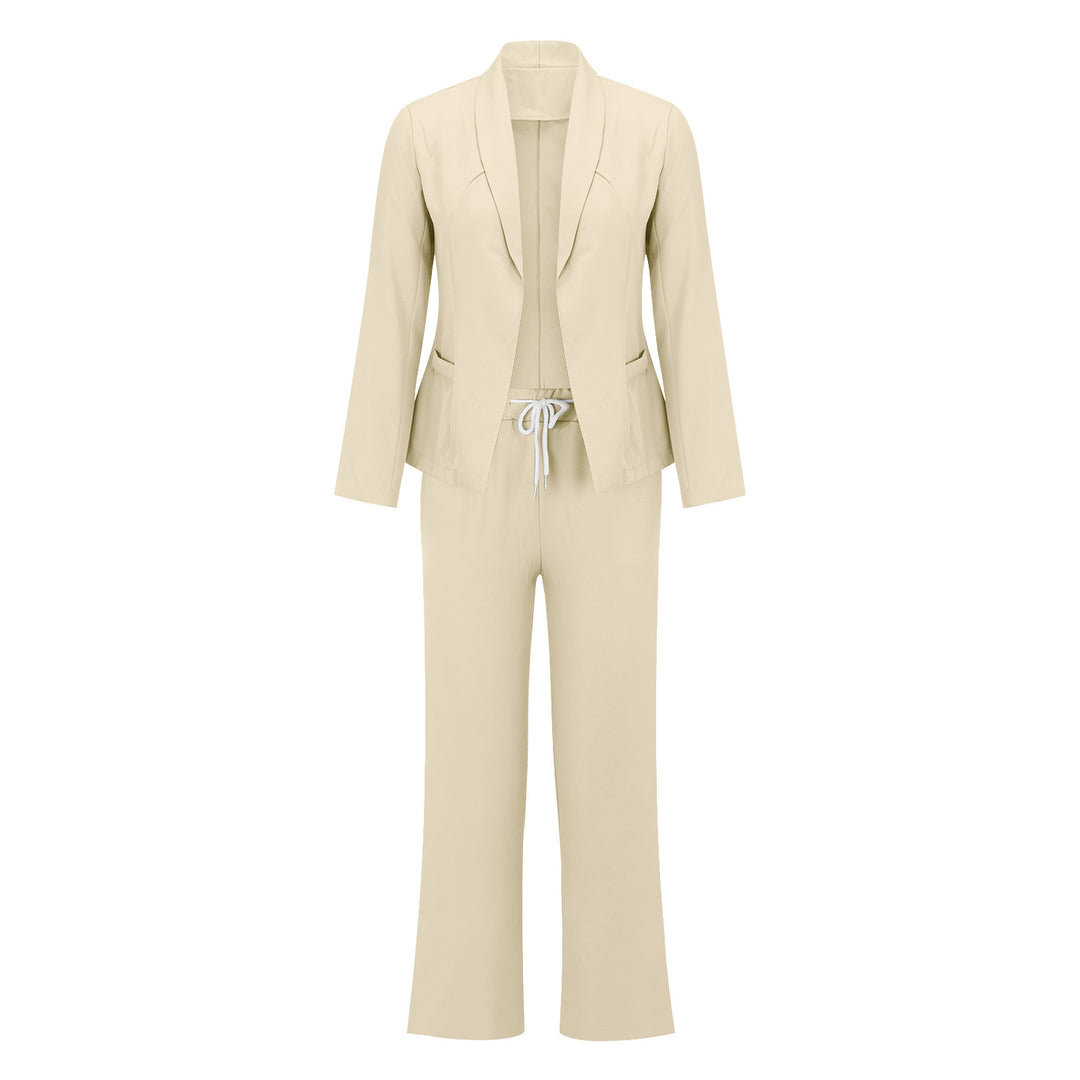 Damen eleganter Jumpsuit mit Blazer-Optik und verstellbarem Taillenzug R&B