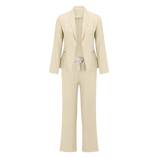 Damen eleganter Jumpsuit mit Blazer-Optik und verstellbarem Taillenzug R&B