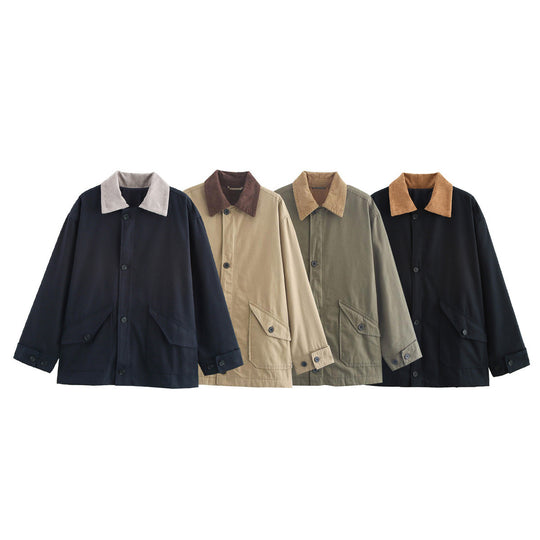 Damen Utility-Jacke mit weitem Schnitt und klassischem Kragen R&B