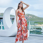 Damen Maxikleid mit floralem Schnitt und eleganter Taillierung R&B