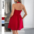 Damen Sommerliches A-Linien Kleid mit aufregendem Halterdesign R&B