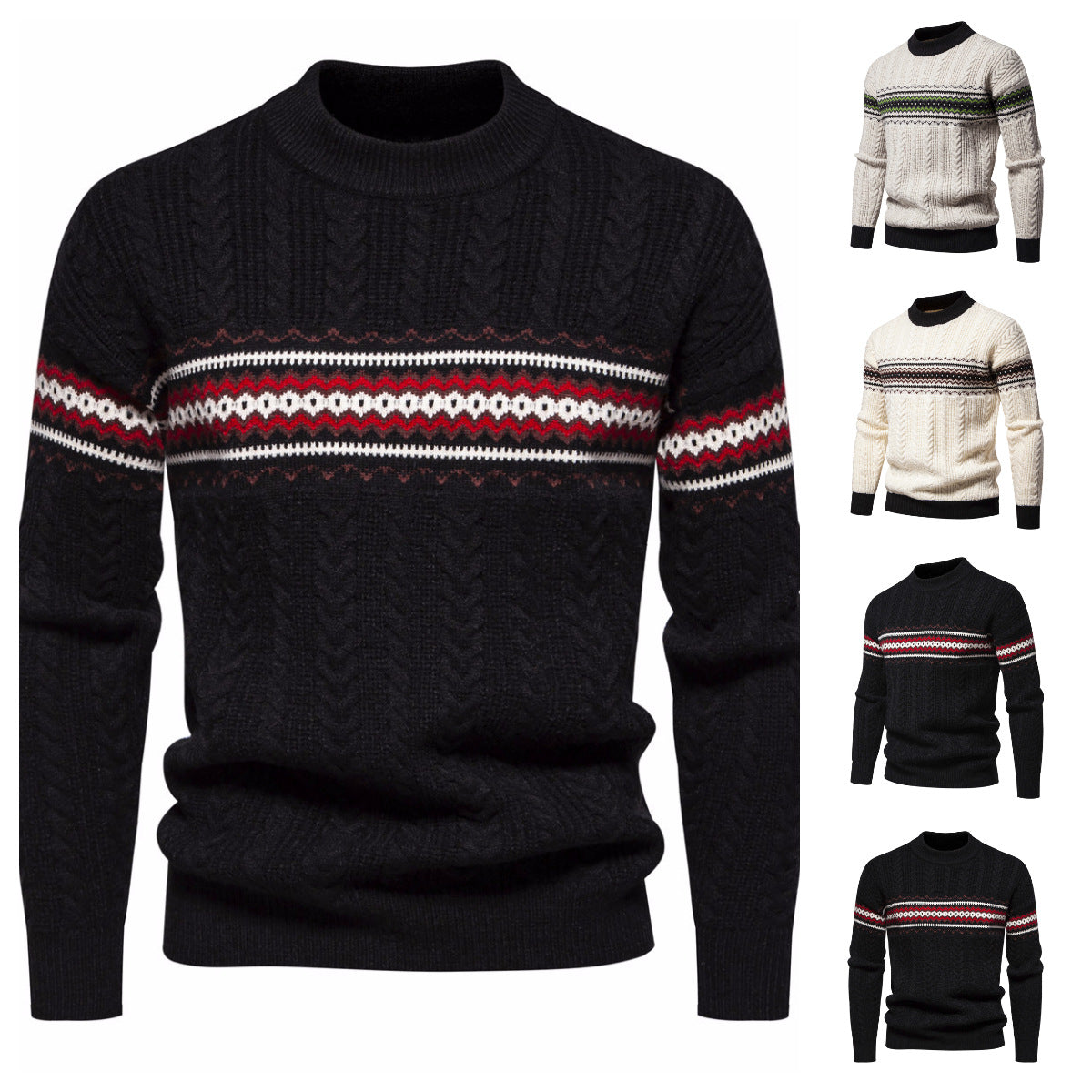 Herren Strickpullover mit innovativem Zopfmuster und stilvollen Akzenten