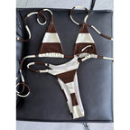 Damen Triangel-Bikini mit modischen Längsstreifen