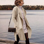 Damen elegante Strickmantel mit offenem Kragen und modischem Schnitt R&B
