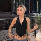 Damen Haltertop mit eleganter Fransenverzierung R&B