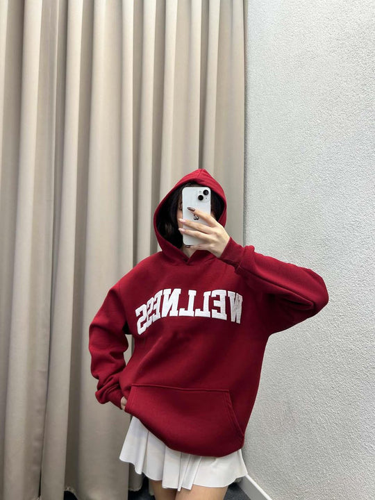Damen Hoodie mit großem Logo und Kängurutasche R&B