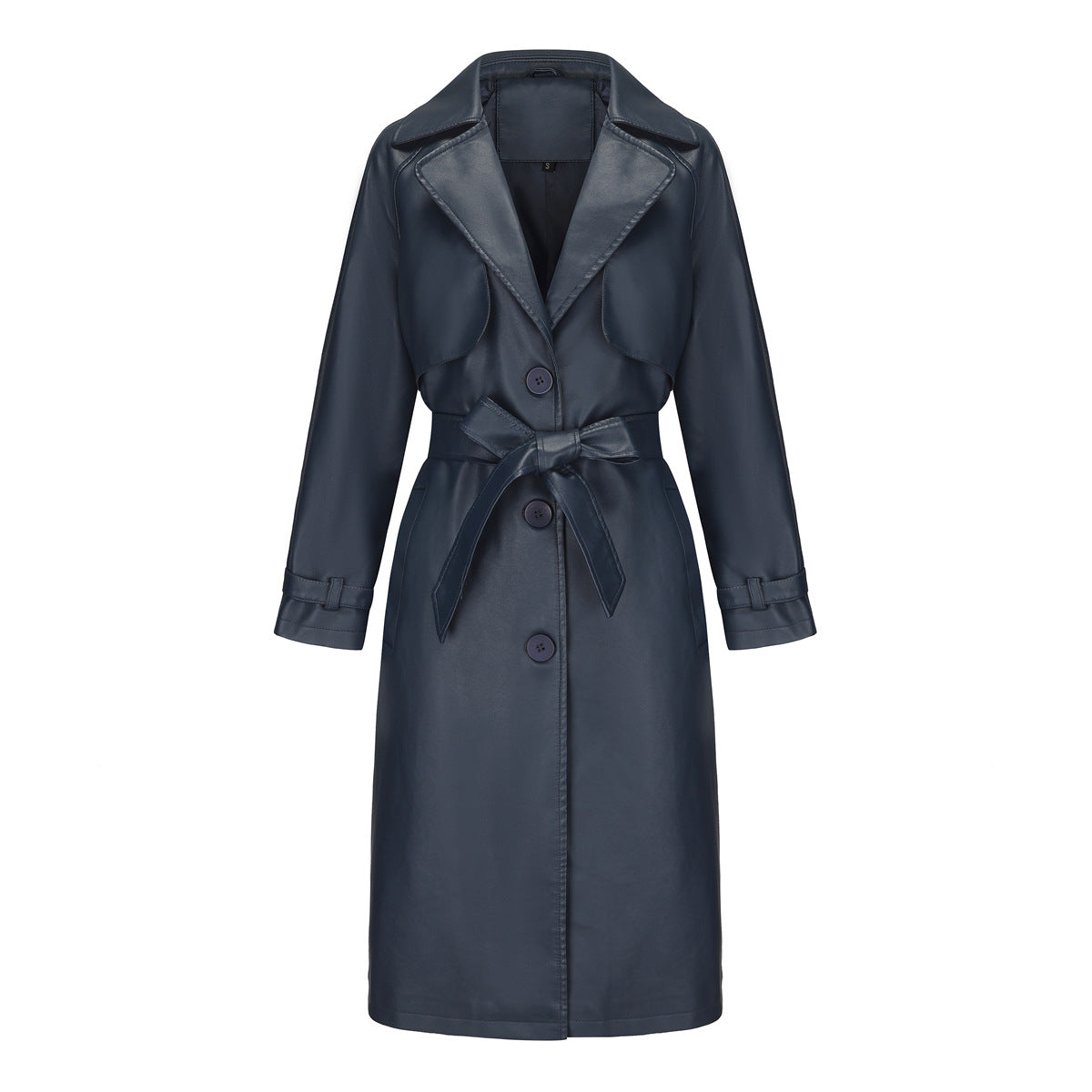 Damen modischer Trenchcoat aus hochwertigem Kunstleder
