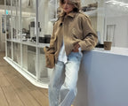Damen Oversize Jacke mit funktionalen Taschen und weichem Futter R&B