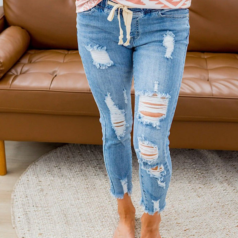 Damen Ripped Skinny Jeans mit trendigen Zerrungen und lockerer Passform R&B