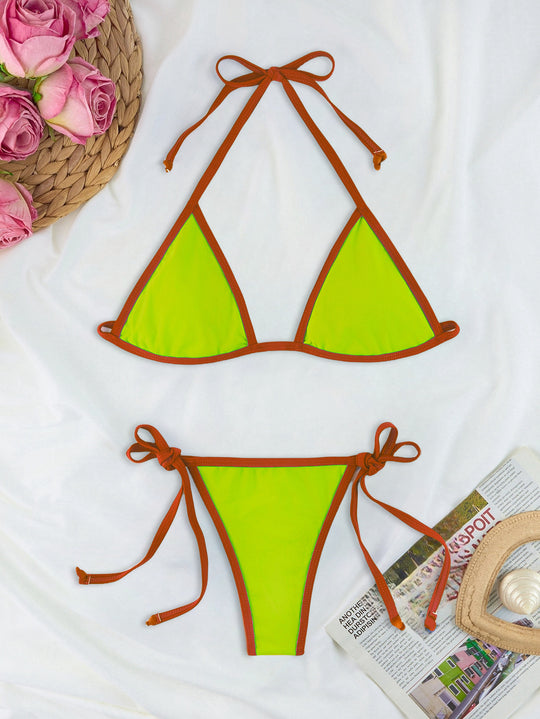 Damen Triangel-Bikini-Set mit individuell anpassbarem Kordelzug R&B