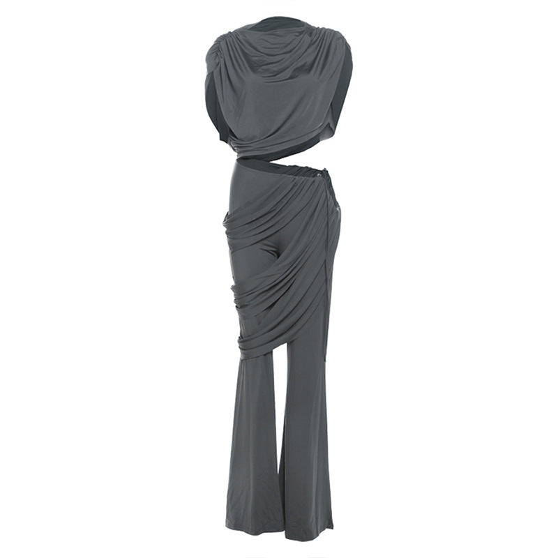 Damen Elegantes Set mit gerafftem Oberteil und weitem Bund R&B
