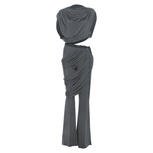 Damen Elegantes Set mit gerafftem Oberteil und weitem Bund R&B