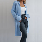 Damen Grobstrick-Cardigan mit offener Front und modischem Strickdesign R&B