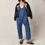Damen Lässiger Denim-Overall mit großen Taschen R&B