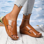 Damen Offene Wedge-Sandaletten mit perforiertem Obermaterial und bequemer Fußbettung R&B