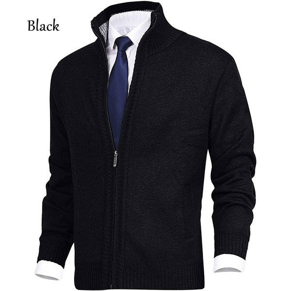 Herren modischer Strickjacke mit hohem Kragen und Reißverschluss R&B