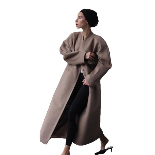 Damen Oversized Wollmantel mit dezenten Rüschen R&B