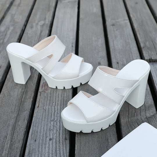 Damen Design-Absatzsandalen mit breiten Riemen und stabiler Laufsohle R&B