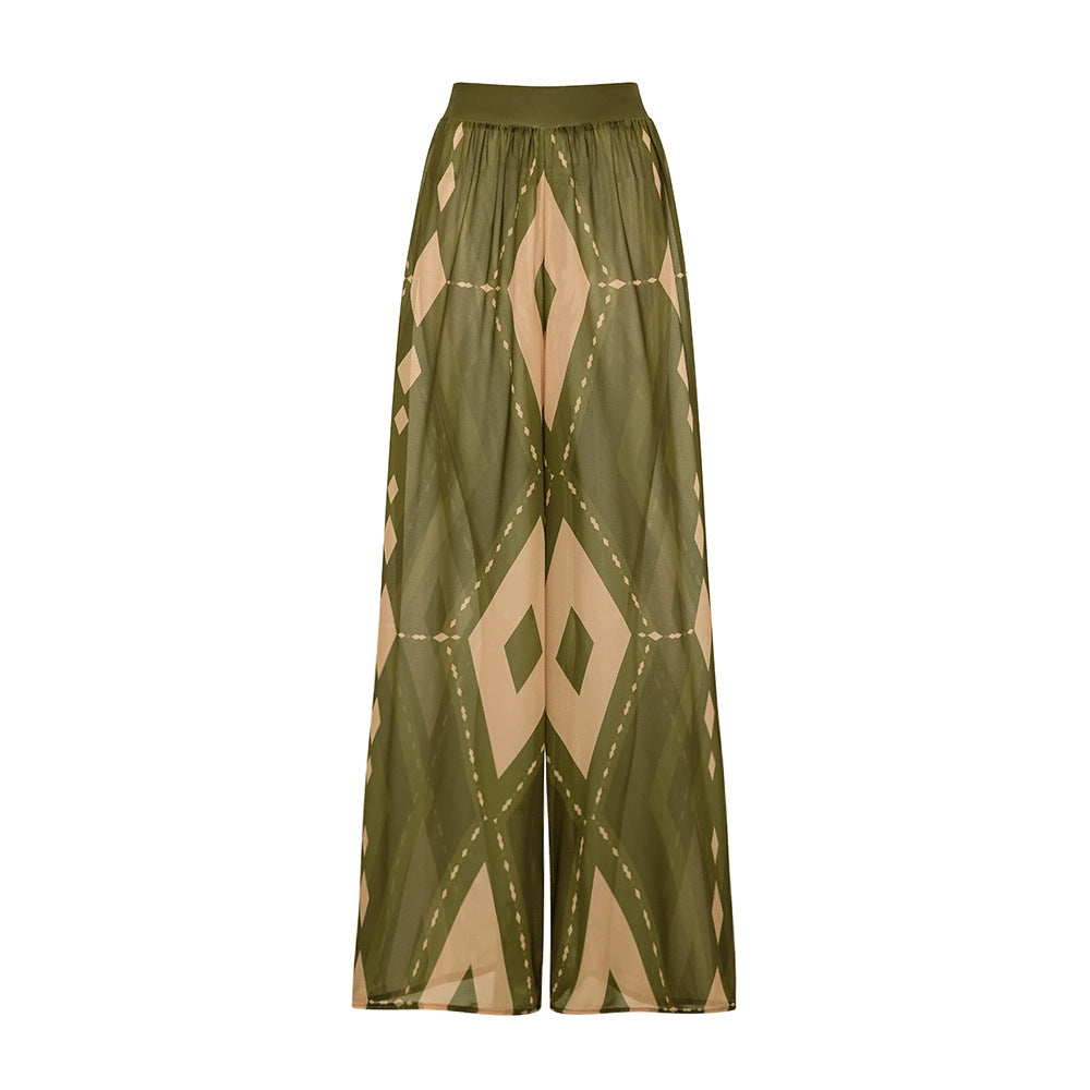Damen Einteiler Badeanzug mit voluminösem Rüschendesign und passendem Stoffhose R&B