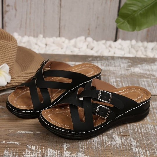 Damen Komfortable Zehentrenner-Sandalen mit verstellbarem Riemendesign und anatomischem Fußbett R&B