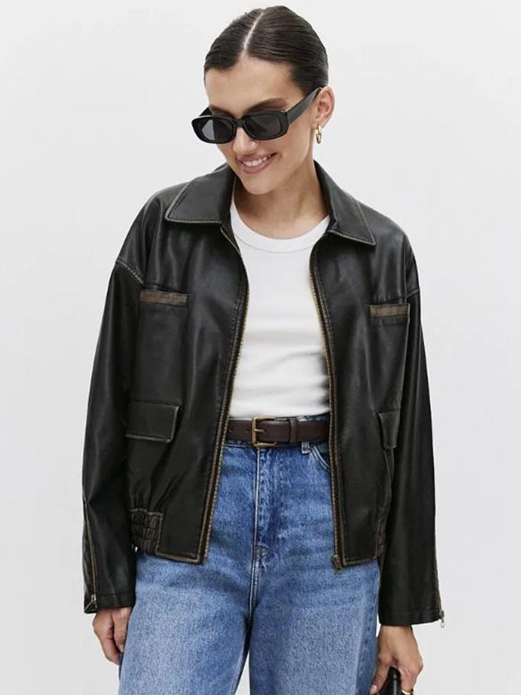 Damen modische jacke mit praktischen Taschen und elastischem Saum R&B
