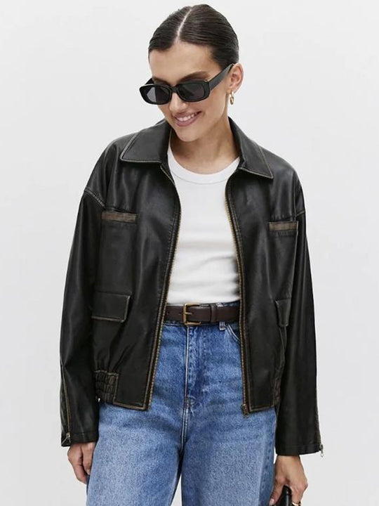 Damen modische jacke mit praktischen Taschen und elastischem Saum R&B