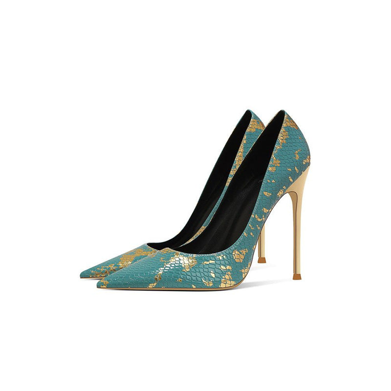 Damen spitzen Stiletto-Pumps mit Schlangenleder-Design R&B