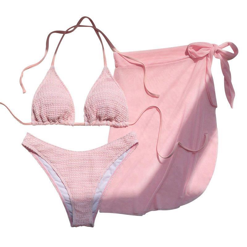Damen Bikini-Set mit gehäkeltem Oberteil und transparentem Sarong