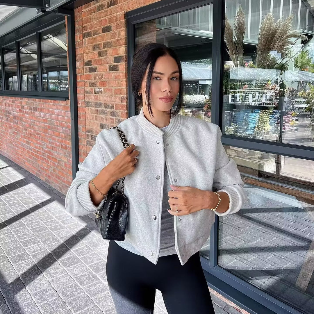 Damen trendige Bomberjacke mit lässigem Schnitt und praktischen Taschen R&B