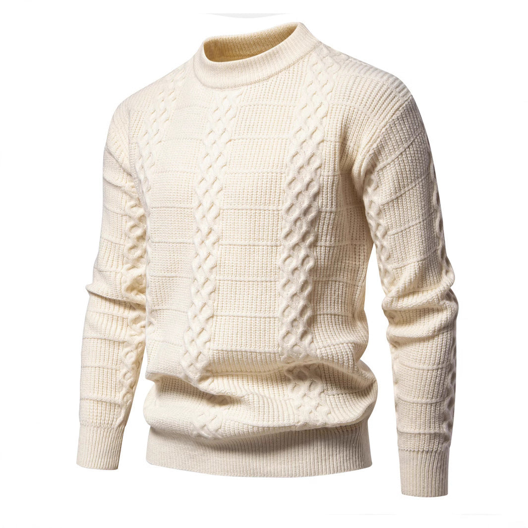 Herren Strukturierter Strickpullover mit hohem Kragen