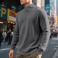 Herren nan urbaner Halbzip-Pullover mit feiner Quadratstruktur und hohem Stehkragen R&B