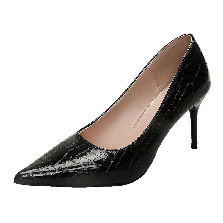 Damen elegante Spitzen-High Heels mit raffiniertem Schlangenleder-Effekt R&B